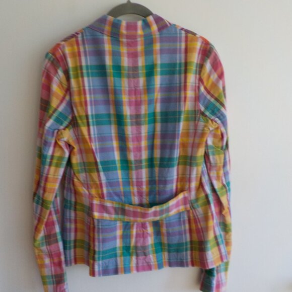 Ralph Lauren Sport Blazer Jacket - Multicolor Plaid Bright Cotton- Size 6  (582) - Picture 6 of 7